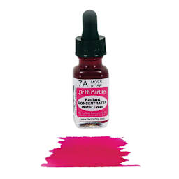 Dr. Ph. Martin's Radiant Concentrated Individual Watercolor - 1/2 oz, Moss Rose - with color sample in front of bottle