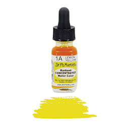 Dr. Ph. Martin's Radiant Concentrated Individual Watercolor - 1/2 oz, Lemon Yellow - with color sample in front of bottle