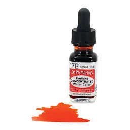 Dr. Ph. Martin's Radiant Concentrated Individual Watercolor - 1/2 oz, Tangerine - with color sample in front of bottle
