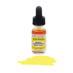 Dr. Ph. Martin's Radiant Concentrated Individual Watercolor - 1/2 oz, RCW Sunshine Yellow - with color sample in front of bottle