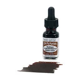 Dr. Ph. Martin's Radiant Concentrated Individual Watercolor - 1/2 oz, Coffee Brown - with color sample in front of bottle