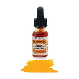 Dr. Ph. Martin's Radiant Concentrated Individual Watercolor - 1/2 oz, Tiger Yellow - color sample in front of bottle