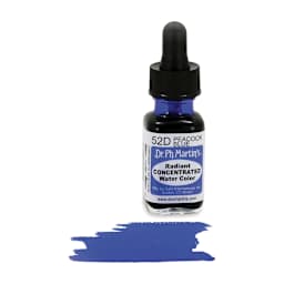 Dr. Ph. Martin's Radiant Concentrated Individual Watercolor - 1/2 oz, Peacock Blue - color sample in front of bottle