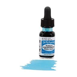 Dr. Ph. Martin's Radiant Concentrated Individual Watercolor - 1/2 oz, Ice Blue - color sample in front of bottle