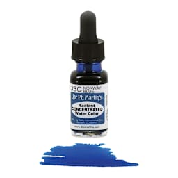 Dr. Ph. Martin's Radiant Concentrated Individual Watercolor - 1/2 oz, Norway Blue - color sample in front of bottle