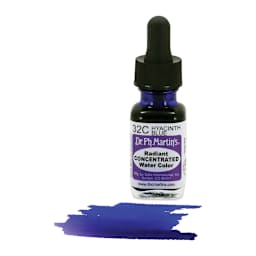 Dr. Ph. Martin's Radiant Concentrated Individual Watercolor - 1/2 oz, Hyacinth Blue - color sample in front of bottle