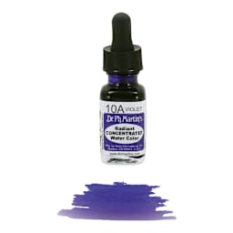 Dr. Ph. Martin's Radiant Concentrated Individual Watercolor - 1/2 oz, Violet - color sample in front of bottle