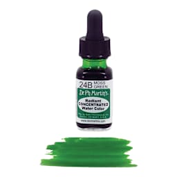 Dr. Ph. Martin's Radiant Concentrated Individual Watercolor - 1/2 oz, Moss Green - color sample in front of bottle