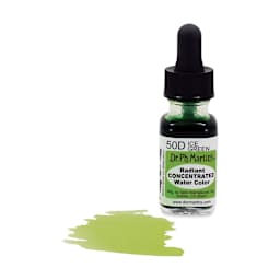 Dr. Ph. Martin's Radiant Concentrated Individual Watercolor - 1/2 oz, Ice Green - color sample in front of bottle