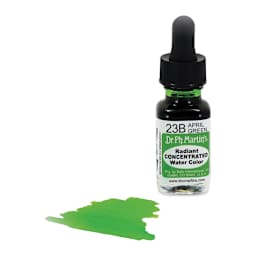 Dr. Ph. Martin's Radiant Concentrated Individual Watercolor - 1/2 oz, April Green - color sample in front of bottle