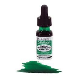 Dr. Ph. Martin's Radiant Concentrated Individual Watercolor - 1/2 oz, Jungle Green - color sample in front of bottle