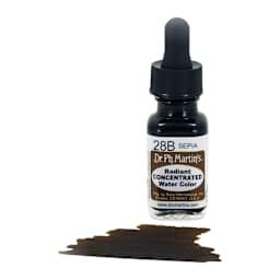 Dr. Ph. Martin's Radiant Concentrated Individual Watercolor - 1/2 oz, Sepia - color sample in front of bottle