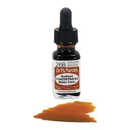 Dr. Ph. Martin's Radiant Concentrated Individual Watercolor - 1/2 oz, Golden Brown - color sample in front of bottle