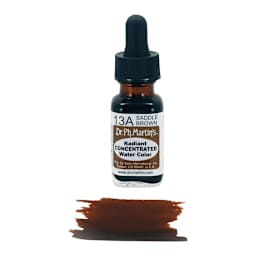 Dr. Ph. Martin's Radiant Concentrated Individual Watercolor - 1/2 oz, Saddle Brown - color sample in front of bottle
