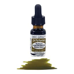 Dr. Ph. Martin's Radiant Concentrated Individual Watercolor - 1/2 oz, Tobacco Brown - color sample in front of bottle