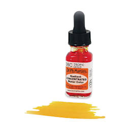 Dr. Ph. Martin's Radiant Concentrated Individual Watercolor - 1/2 oz, Tropic Gold - with color sample in front of bottle