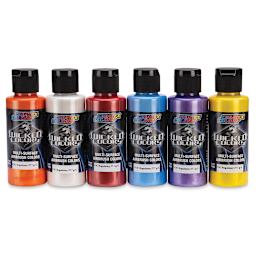 Createx Wicked Colors Airbrush Paint Sets - Component bottles of 6 pc Pearlized Opaque Essentials