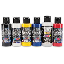 Createx Wicked Colors Airbrush Paint Sets - Component bottles of 6 pc Primary Colors set