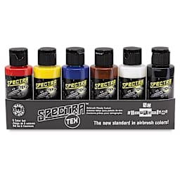 Badger Spectra Tex Airbrush Color Sets - Set of 6 Primary Colors shown in package