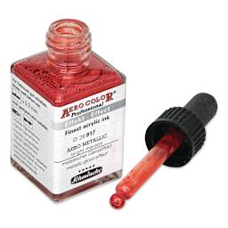 Schmincke Aero Color Professional Airbrush Color - 28 ml, Metallic Bright Maroon, dropper cap removed