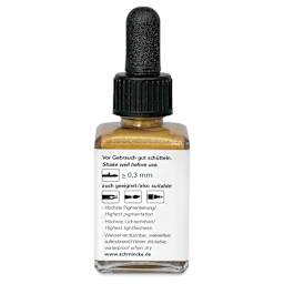 Schmincke Aero Color Professional Airbrush Color - 28 ml, Metallic Brilliant Gold, back of bottle