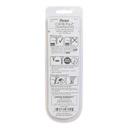 Pentel Orenz 1-Click Mechanical Pencil - White, 0.2mm (back of package)