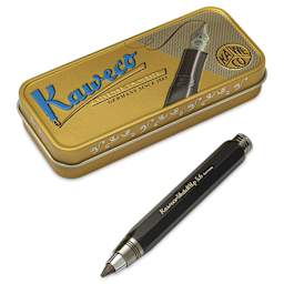 Kaweco Sketch Up Clutch Pencil - Black, 5.6 mm, 5B, pencil next to packaging