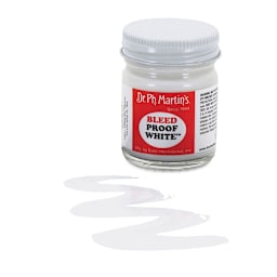Dr. Ph. Martin's Bleedproof White - Front of 1 oz Jar shown with swath of color in front
