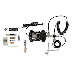 Blick Complete Airbrush System by Iwata - Top view of components of set