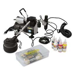 Blick Complete Airbrush System by Iwata - Components of set shown assembled 