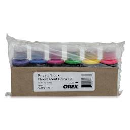 Grex Private Stock Airbrush Base Modifier - Fluorescent Colors, Set of 6, 1 oz -front of packaging