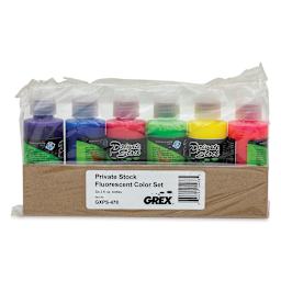 Grex Private Stock Airbrush Colors - Fluorescent Colors, Set of 6, 2 oz - front of packaging