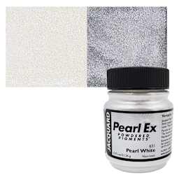 Jacquard Pearl-Ex Pigment - 0.75 oz, Pearl White jar and swatch