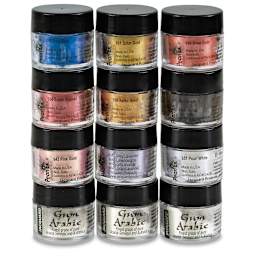 Jacquard Pearl-Ex Pigment Sets - 12-Color Metallic Calligraphy Set, bottles shown 
