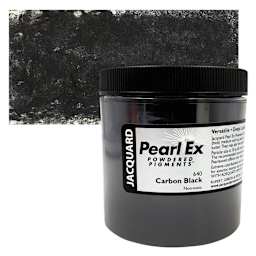 Jacquard Pearl-Ex Pigment - 4 oz, Carbon Black, Jar and swatch