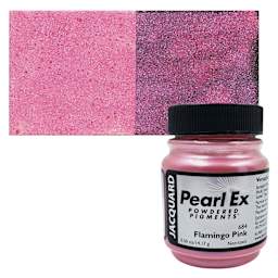 Jacquard Pearl-Ex Pigment - 0.5 oz, Flamingo Pink jar and swatch