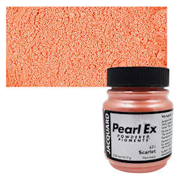 Jacquard Pearl-Ex Pigment - 0.5 oz, Scarlet jar and swatch