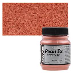 Jacquard Pearl-Ex Pigment - 0.5 oz, Rose Gold jar and swatch