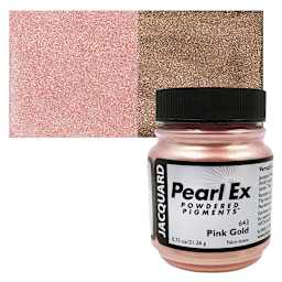 Jacquard Pearl-Ex Pigment - 0.75 oz, Pink Gold jar and swatch