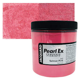 Jacquard Pearl-Ex Pigment - 4 oz, Salmon Pink, Jar and swatch
