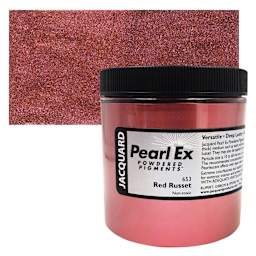 Jacquard Pearl-Ex Pigment - 4 oz, Red Russet, Jar and swatch