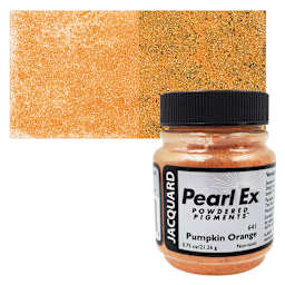 Jacquard Pearl-Ex Pigment - 0.75 oz, Pumpkin Orange jar and swatch