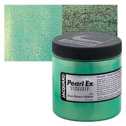 Jacquard Pearl-Ex Pigment - Duo Green-Yellow, 4 oz, Jar and swatch