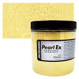 Jacquard Pearl-Ex Pigment - 4 oz, Citrine, Jar and swatch