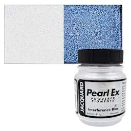 Jacquard Pearl-Ex Pigment - 0.5 oz, Interference Blue jar and swatch