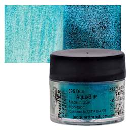 Jacquard Pearl-Ex Pigment - Duo Aqua-Blue, 0.1 oz, Jar and swatch