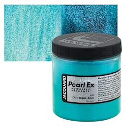 Jacquard Pearl-Ex Pigment - Duo Aqua-Blue, 4 oz, Jar and swatch