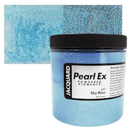 Jacquard Pearl-Ex Pigment - 4 oz, Sky Blue, Jar and swatch