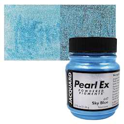 Jacquard Pearl-Ex Pigment - 0.75 oz, Sky Blue jar and swatch