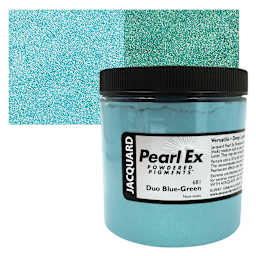 Jacquard Pearl-Ex Pigment - 4 oz, Duo Blue-Green, Jar and swatch